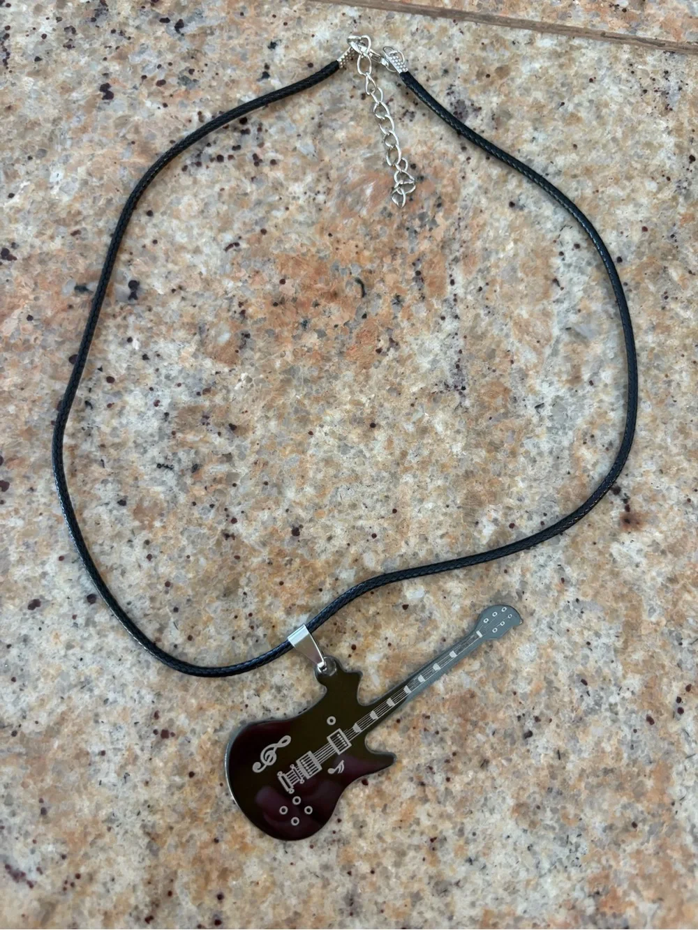 Black Guitar Pendant Necklace - Unbranded
